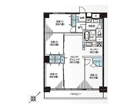 4LDK 専有面積85.05m2