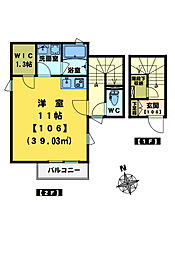 GlanzT2 ワンルームの間取図画像