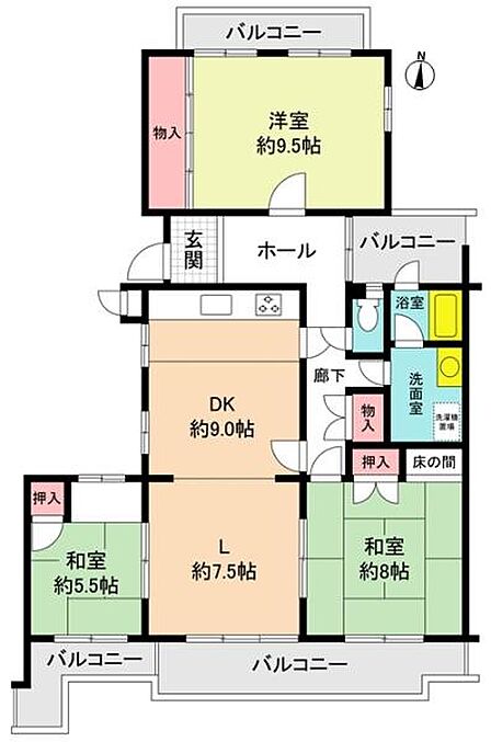 5階部分の3LDK間取り
