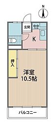 志木住宅 1Kの間取図画像
