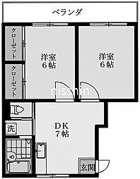 麹屋ビル 2DKの間取図画像