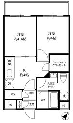 扶桑ハイツ四谷 2Kの間取図画像