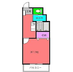 風来館 1Kの間取図画像