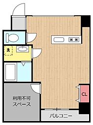 ニューサンシャインビル 5階ワンルームの間取り