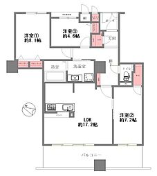キングスクエアザ・タワーランドレックス 3LDKの間取図画像