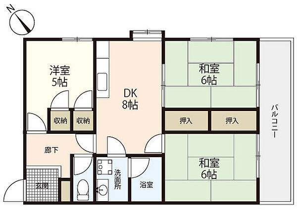 サンパレス温品 ｜広島県広島市東区温品7丁目(賃貸マンション3LDK・2階・63.00㎡)の写真 その2