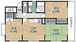 RGARDENNOZAKI 3DKの間取図画像
