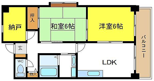 メゾンドール ｜大阪府大阪市平野区長吉出戸６丁目(賃貸マンション2LDK・3階・51.84㎡)の写真 その2