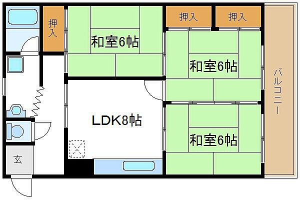 都ハイツ ｜大阪府大阪市平野区加美北８丁目(賃貸マンション3LDK・3階・60.00㎡)の写真 その2