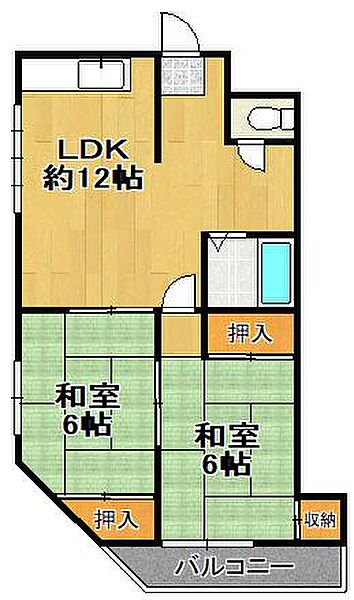 内野ビル ｜大阪府大阪市大正区平尾４丁目(賃貸マンション2LDK・3階・45.00㎡)の写真 その2