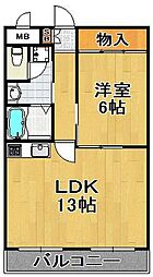 大正メゾン 5階1LDKの間取り