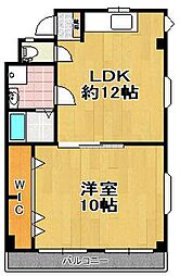 マンション忠岡 4階1LDKの間取り