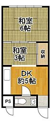 ヴィラ大正 2DKの間取図画像