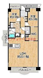 グリーンコーポ大正 2LDKの間取図画像
