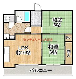 S-courtBENTEN 2DKの間取図画像