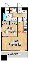 プレジオ弁天町EURO 1LDKの間取図画像