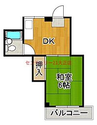 モリハイツ 1DKの間取図画像