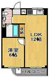 松栄ハイツ 1LDKの間取図画像