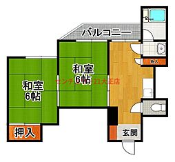 コーポヨジマ 2DKの間取図画像