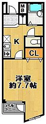 シャスール大正 1Kの間取図画像