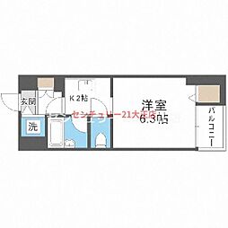 ベルシモンズ大阪港 1Kの間取図画像