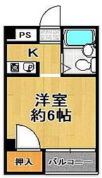 ベルコモンズ大正 1Kの間取図画像