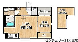 LOFTRIA大正 1LDKの間取図画像
