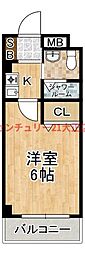 フィエンテ泉尾 1Kの間取図画像