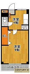 北恩加島住宅1棟 1Kの間取図画像