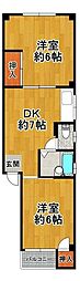 中川マンション 2DKの間取図画像