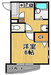パステージ大正 1Kの間取図画像