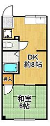 金城マンション 1DKの間取図画像