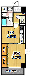 フォレスター一樹 1DKの間取図画像