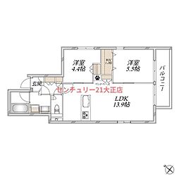 Le ciel Tiida 2LDKの間取図画像