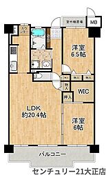シティハイツこの花 2LDKの間取図画像
