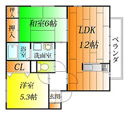 ヴィラパークＡ棟 1階2LDKの間取り