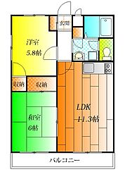 メゾン・ラヴィ 2LDKの間取図画像