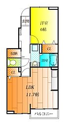 ルミエール 1LDKの間取図画像