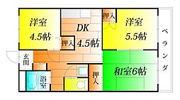 浅野マンション 3DKの間取図画像