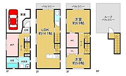 大阪市港区八幡屋4丁目　中古戸建 2SLDKの間取り