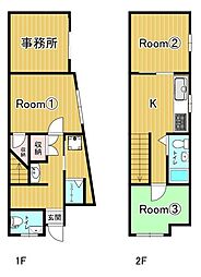 大阪市此花区西九条4丁目　中古戸建 3Kの間取り