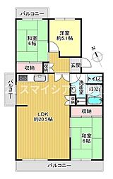 グリーンヒル光善寺住宅18号棟 3LDKの間取図画像