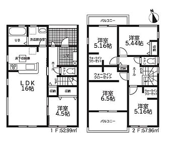 間取り：5LDK、2階建て！　駐車スペース並列2台