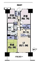 ルネ・インタープレイス 3LDKの間取図画像