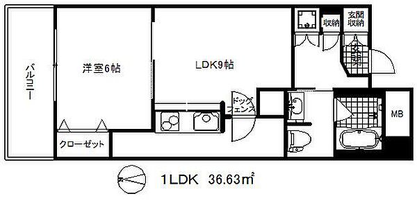 カトルセゾン ｜兵庫県神戸市中央区二宮町１丁目(賃貸マンション1LDK・9階・36.63㎡)の写真 その2