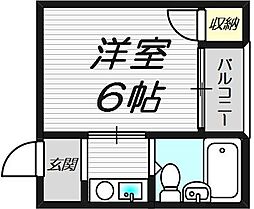 ＵSハウス 3階1Kの間取り