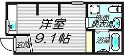 城北公園ハイツ ワンルームの間取図画像