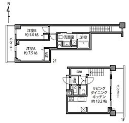 グランドメゾン武蔵野 2LDKの間取り