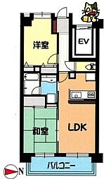 ダイアパレス所沢2 2LDKの間取図画像