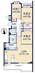 朝日マンション国領 3LDKの間取図画像